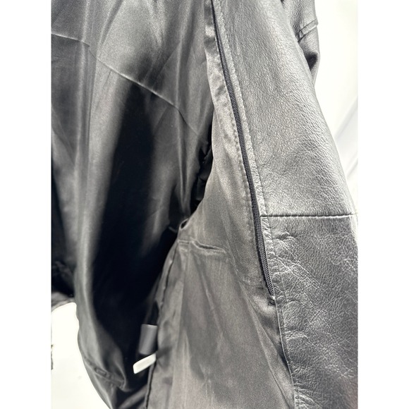 Mens Black Leather Jacket Volt Development Team Burks Bay Full Zip Unsized - Picture 7 of 9